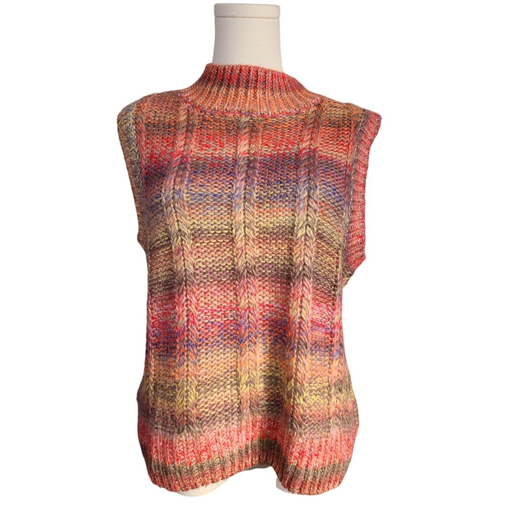 Evereve Jovie Multicolor Ombre Sweater Tank Mock Turtleneck Vest